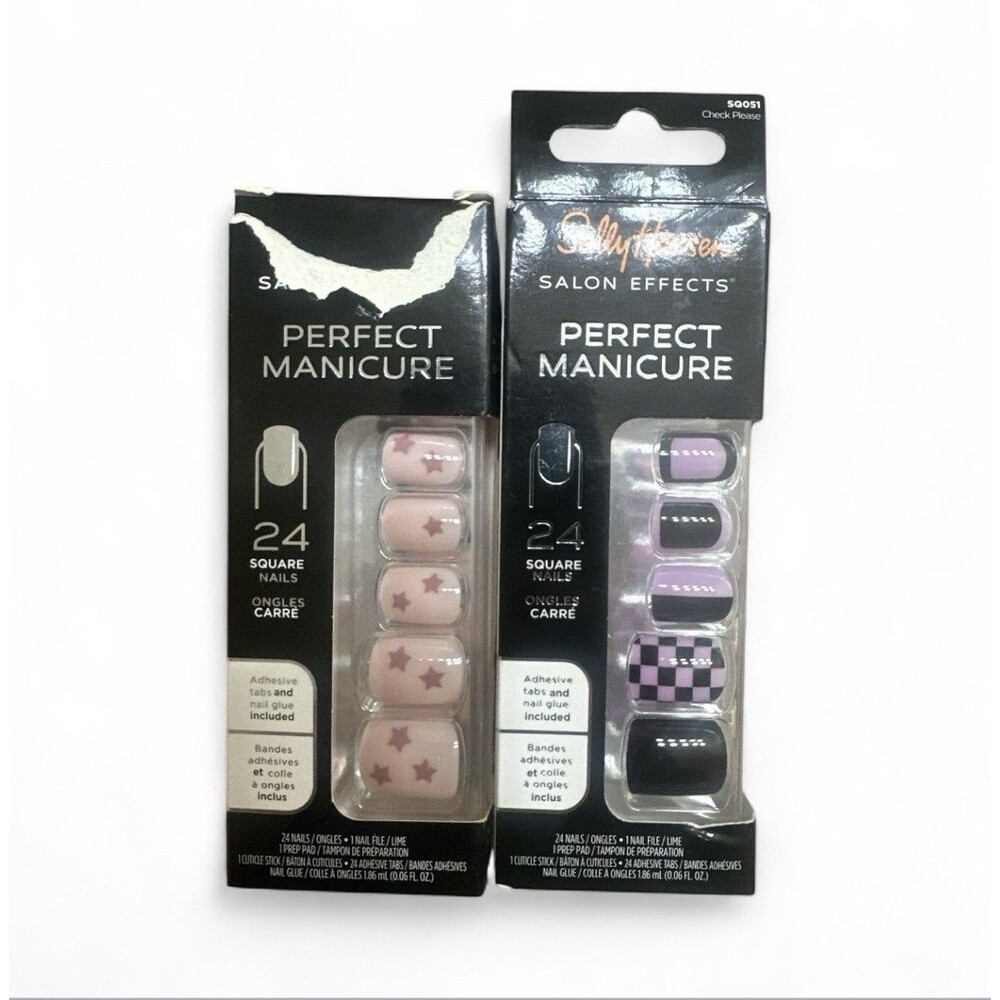 Bundle 2 Sally Hansen Salon Effects Perfect Manicure Square Press On Nails